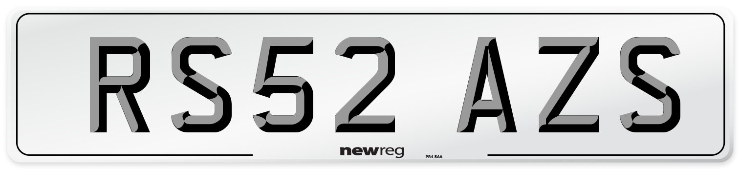 RS52 AZS Number Plate from New Reg